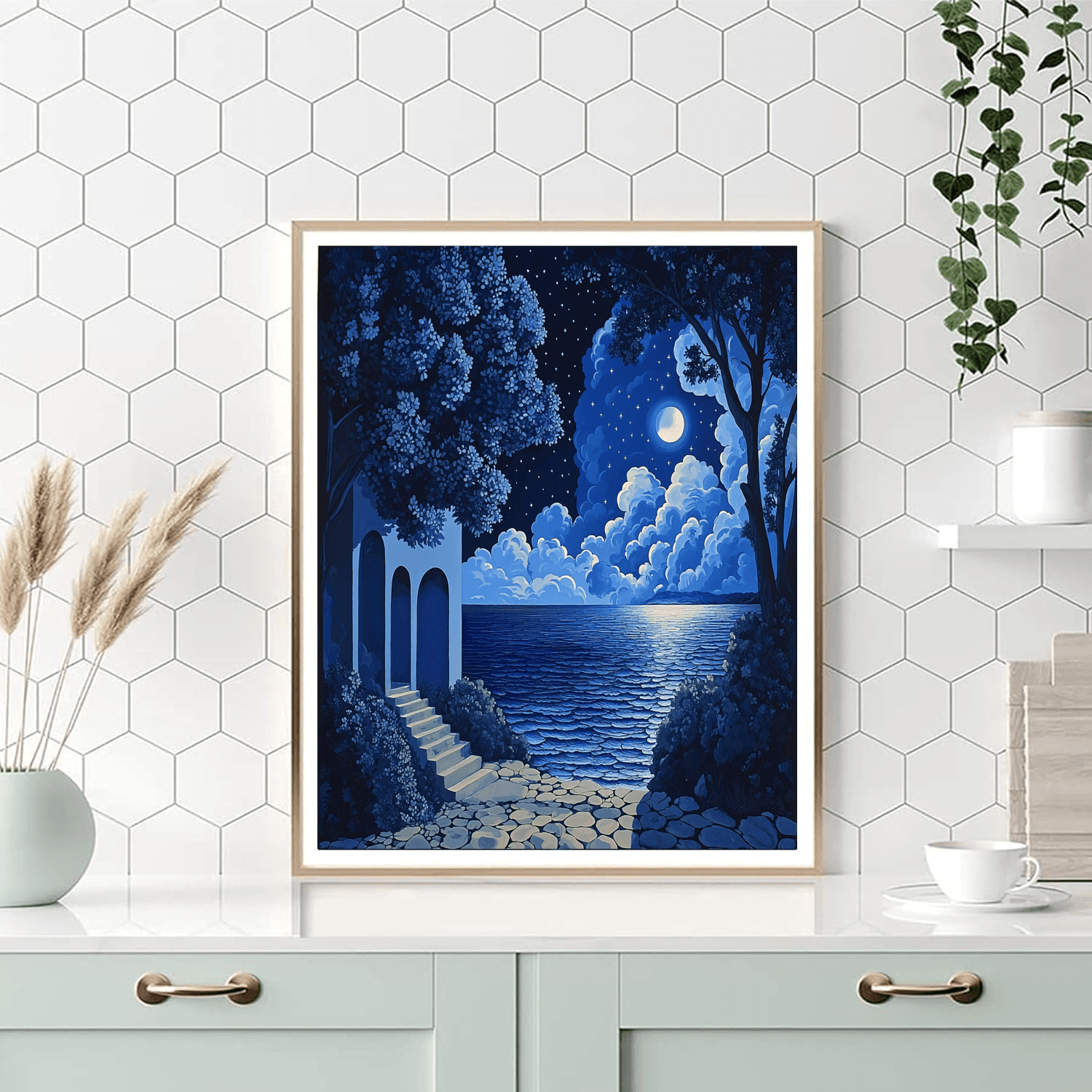 René Magritte Inspired Midnight Reverie  Paint By Numbers