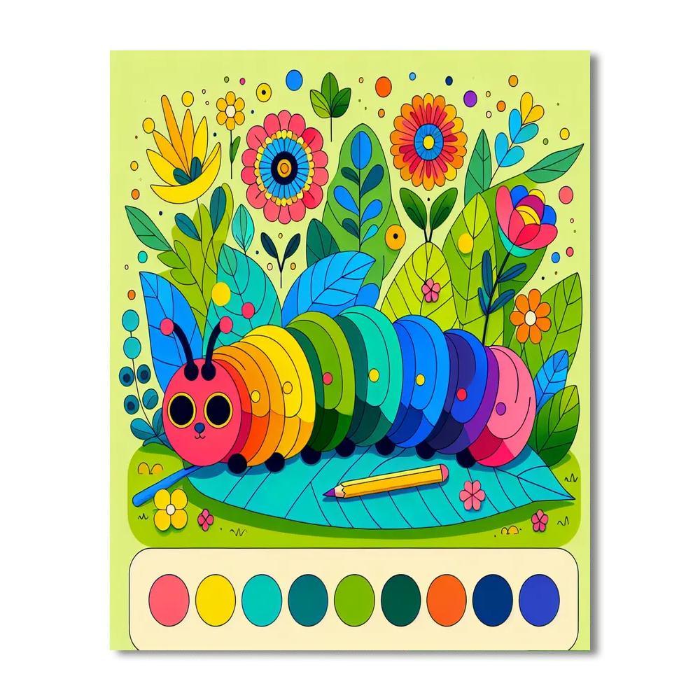 Colorful Caterpillar Crawl Numbered Painting Kits