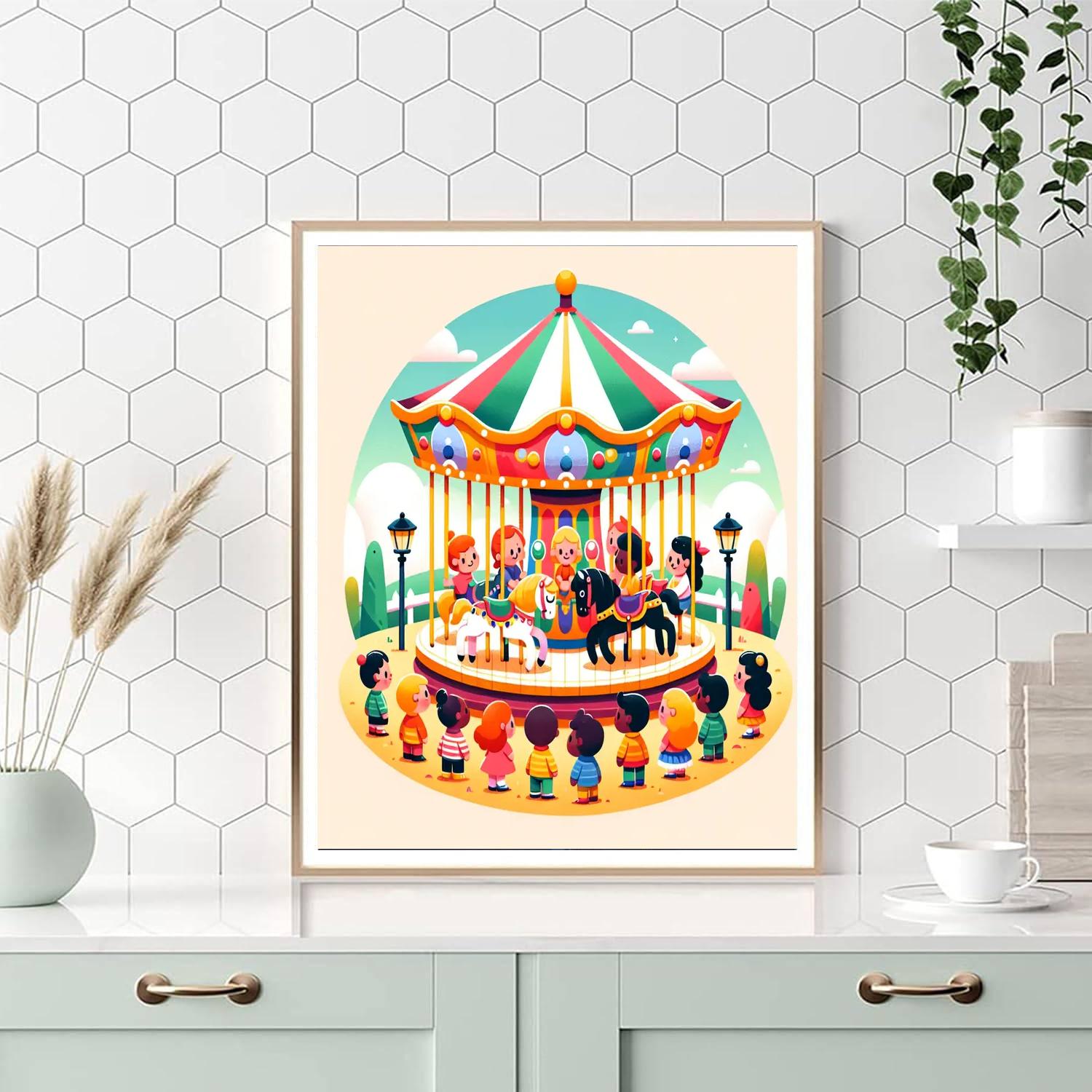 Colorful Carousel Ride Numbered Painting Kits