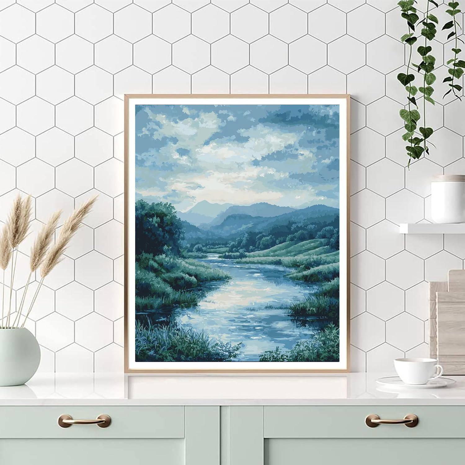 Hiroshige Inspired Tranquil River Escape  Painting By Numbers Kit