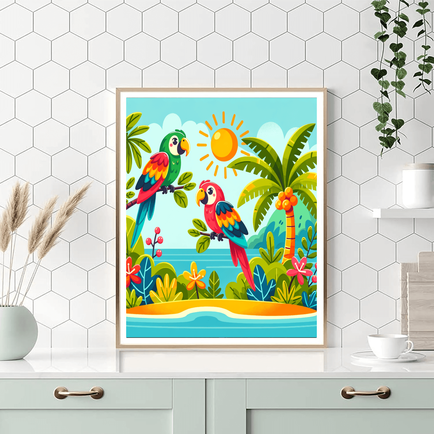 Tropical Island Parrot Party DIY Paint By Numbers