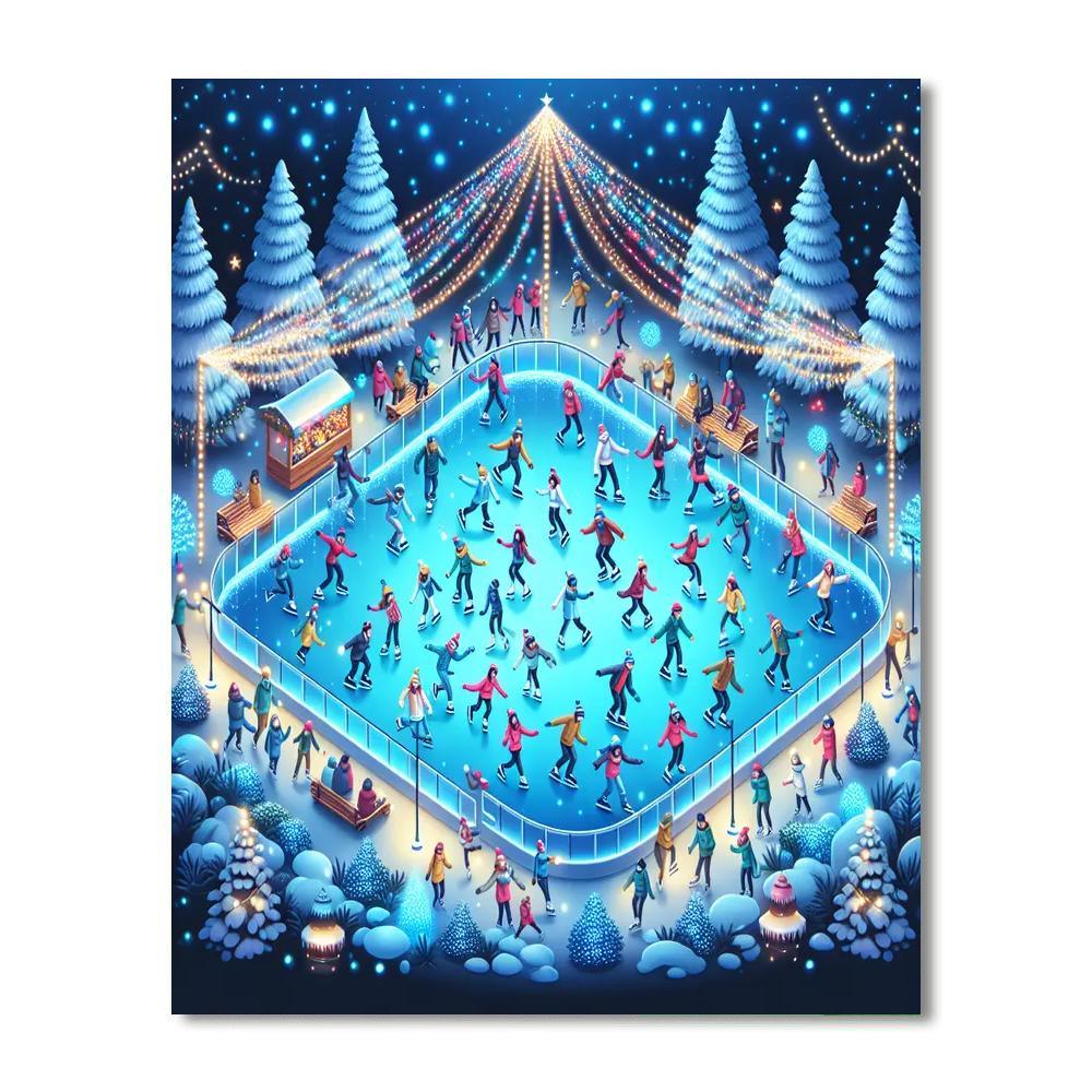 Glimmering Ice Skating Rink Numbered Painting Kits