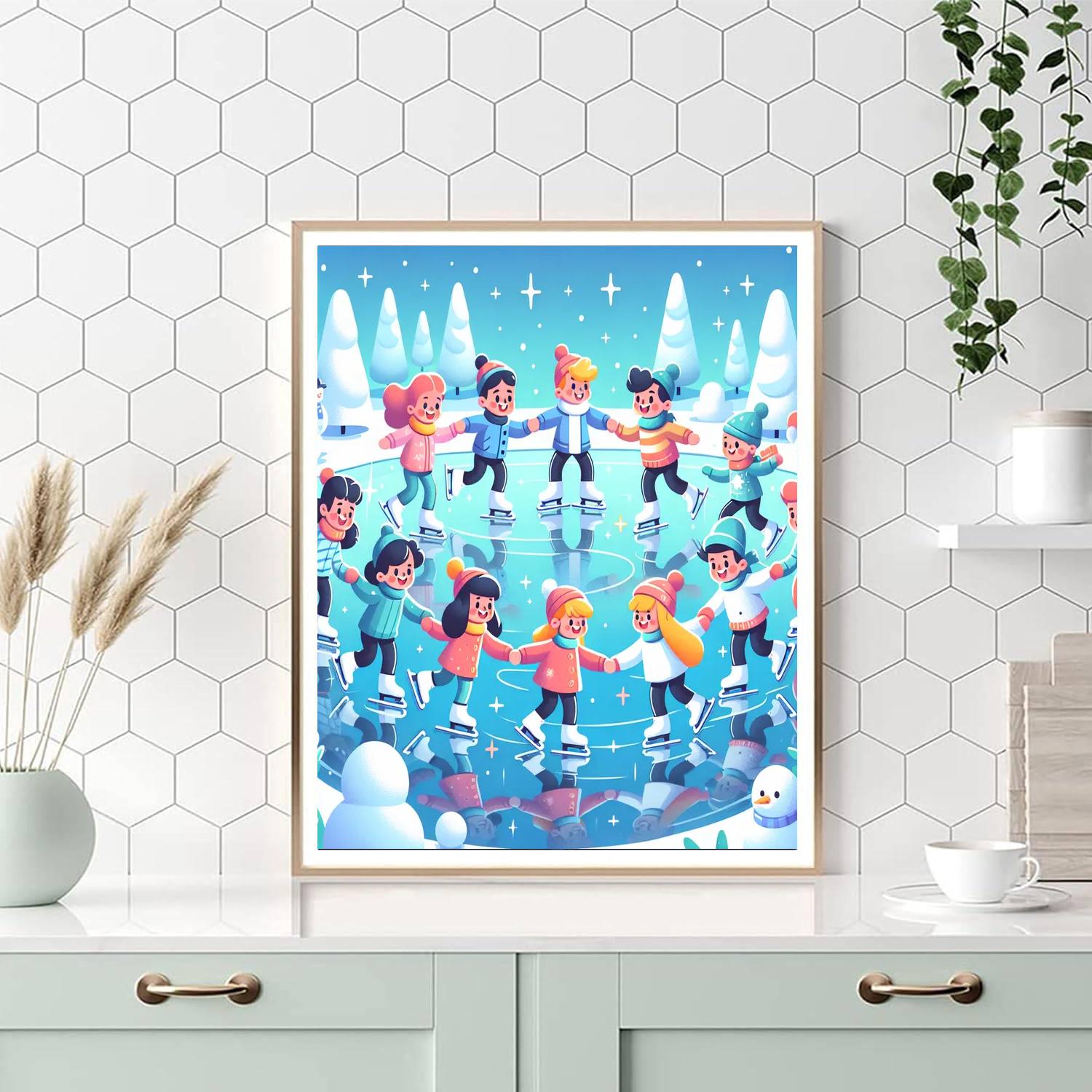 Winter Wonderland Skating Paint By Numbers Art