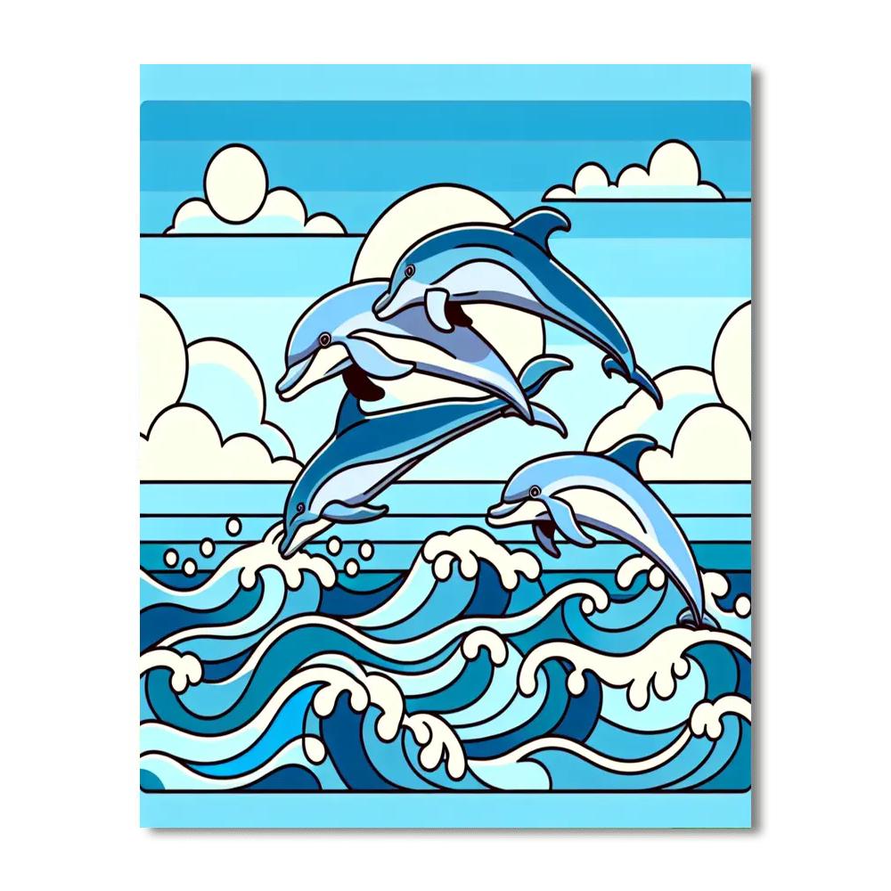 Dolphin's Ocean Playtime Paint By Number