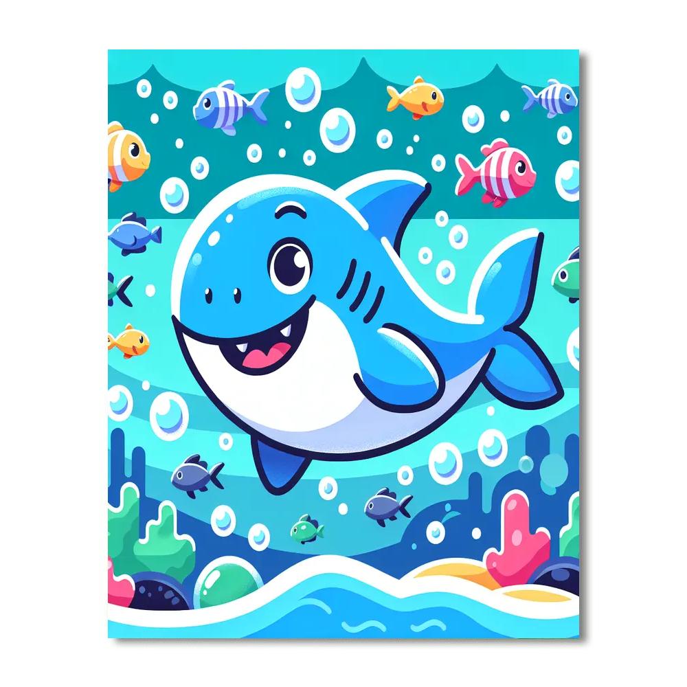 Bubbly Shark Number Painting