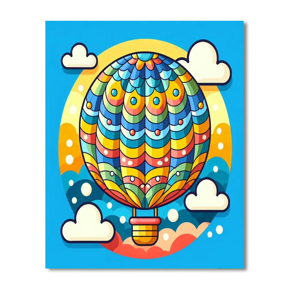 Colorful Hot Air Balloon Trip Number Painting