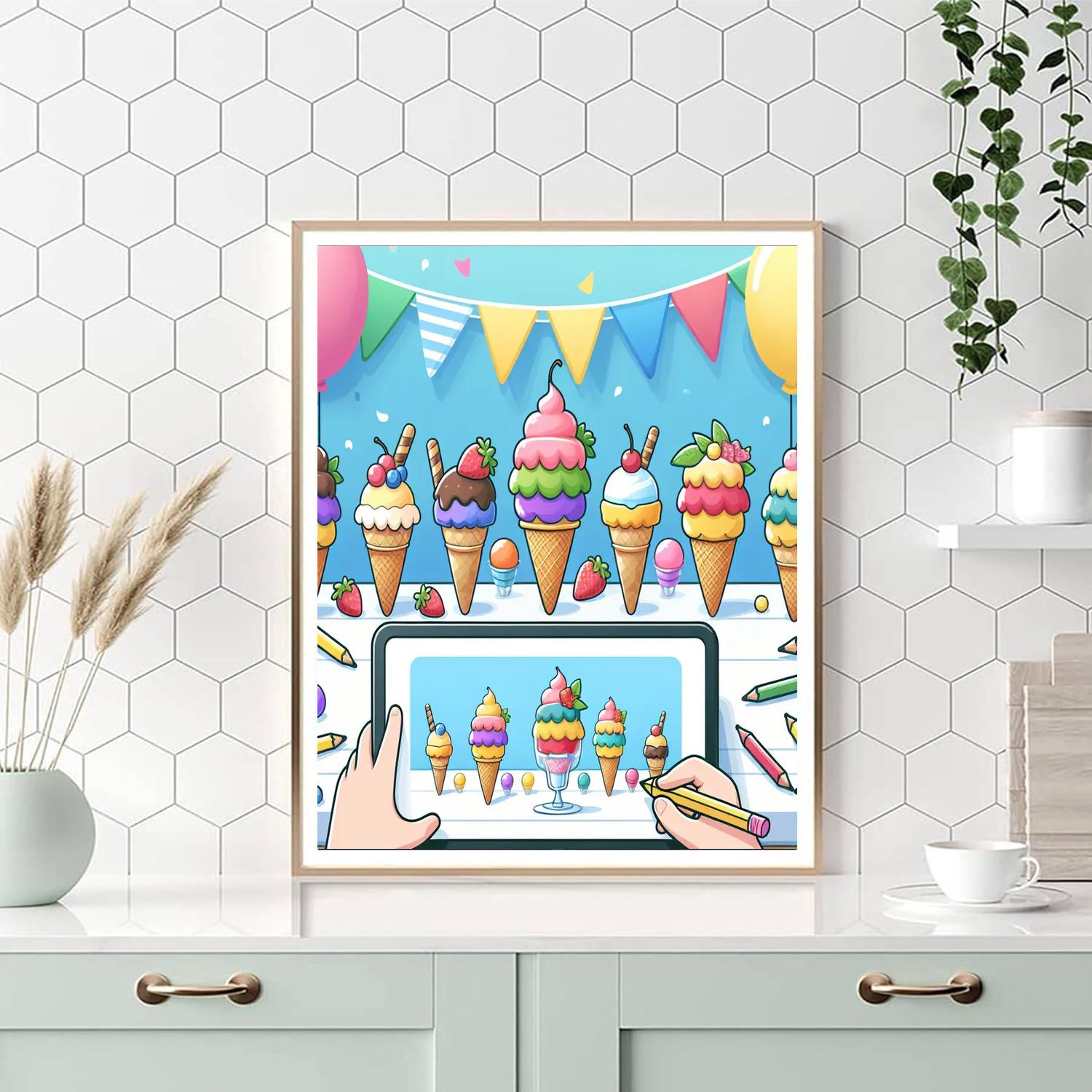Ice Cream Party Extravaganza Painting Number Kit