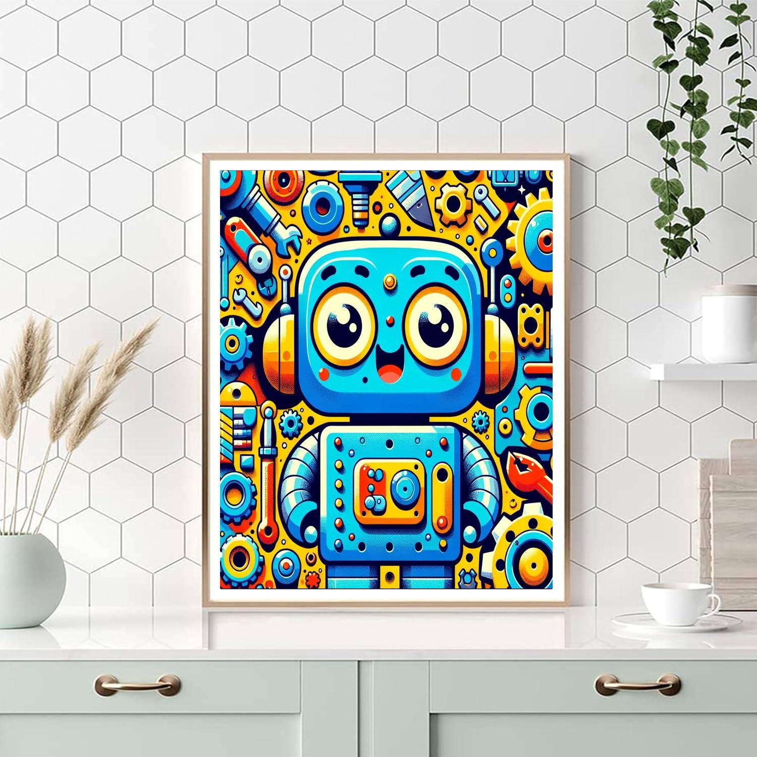 Cheerful Little Robot DIY Paint By Numbers
