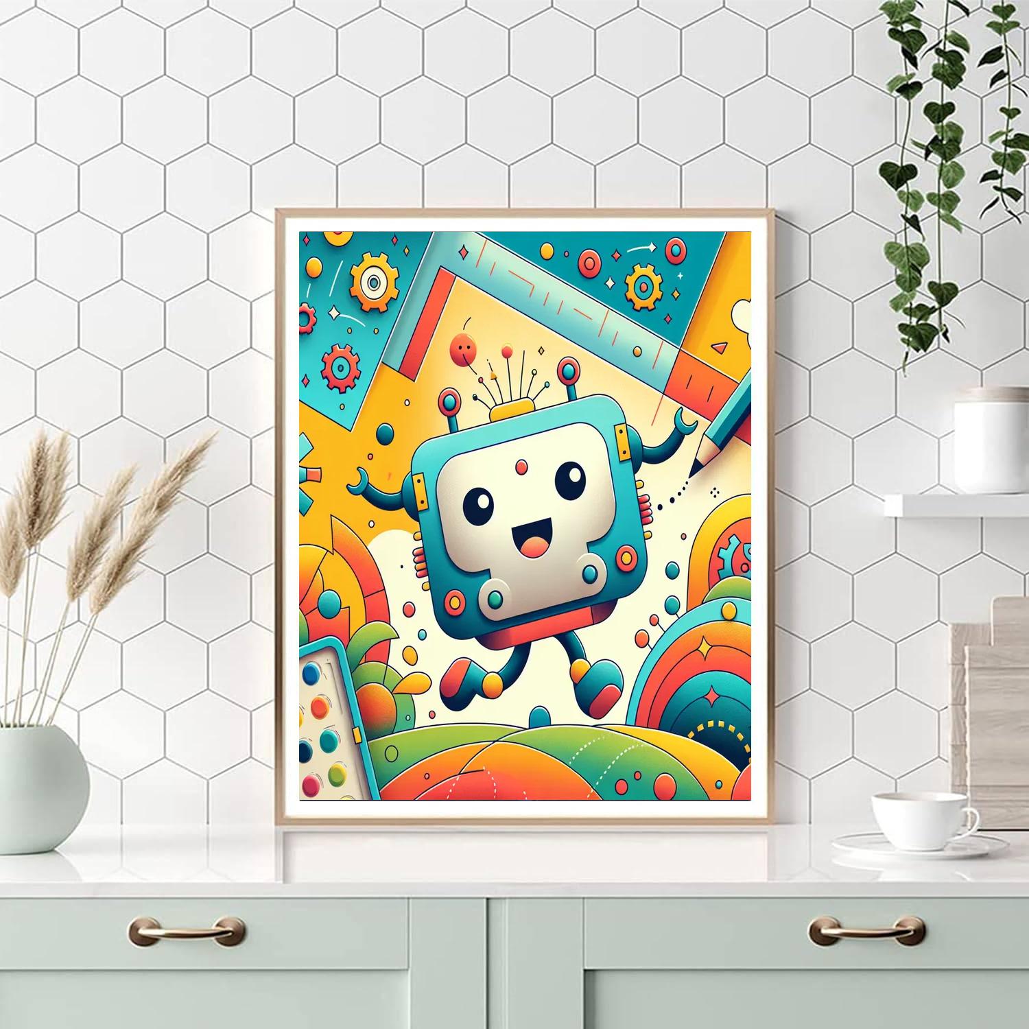 Bouncy Robot Adventure Painting By Numbers Kit