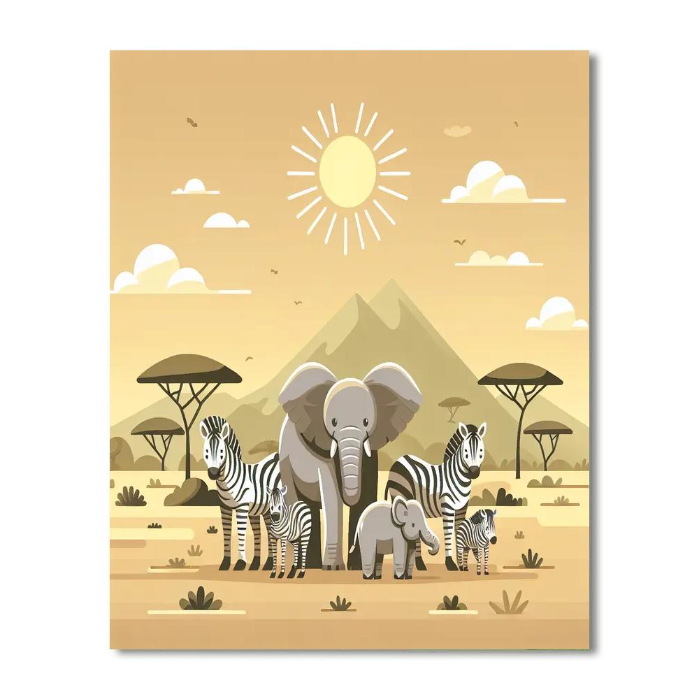 Sunlit Savanna Gathering Painting By Numbers Kit