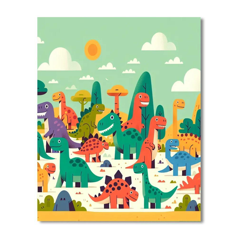 Colorful Dinosaurs Adventure Paint By Numbers Kits