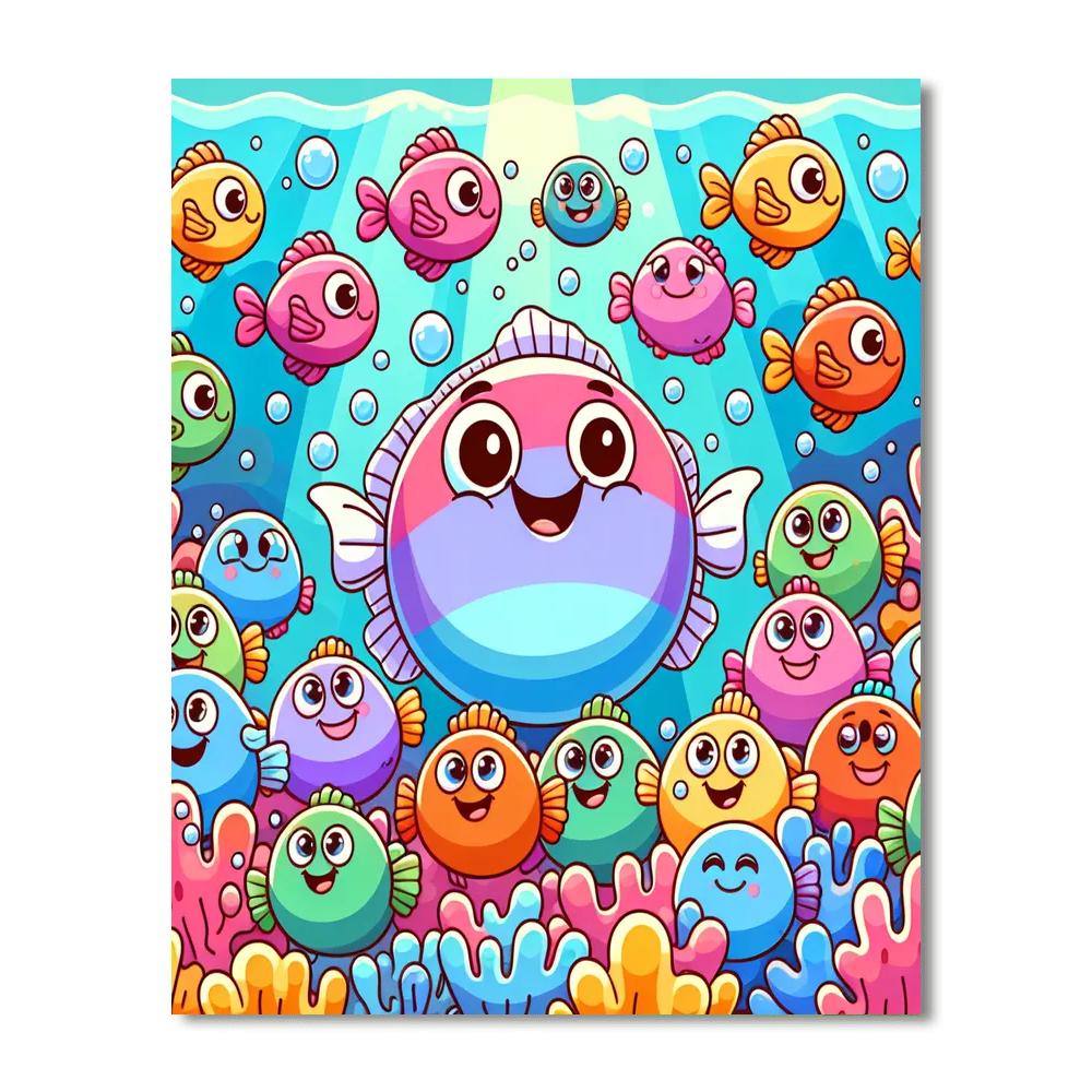 Friendly Fish Fiesta Number Painting