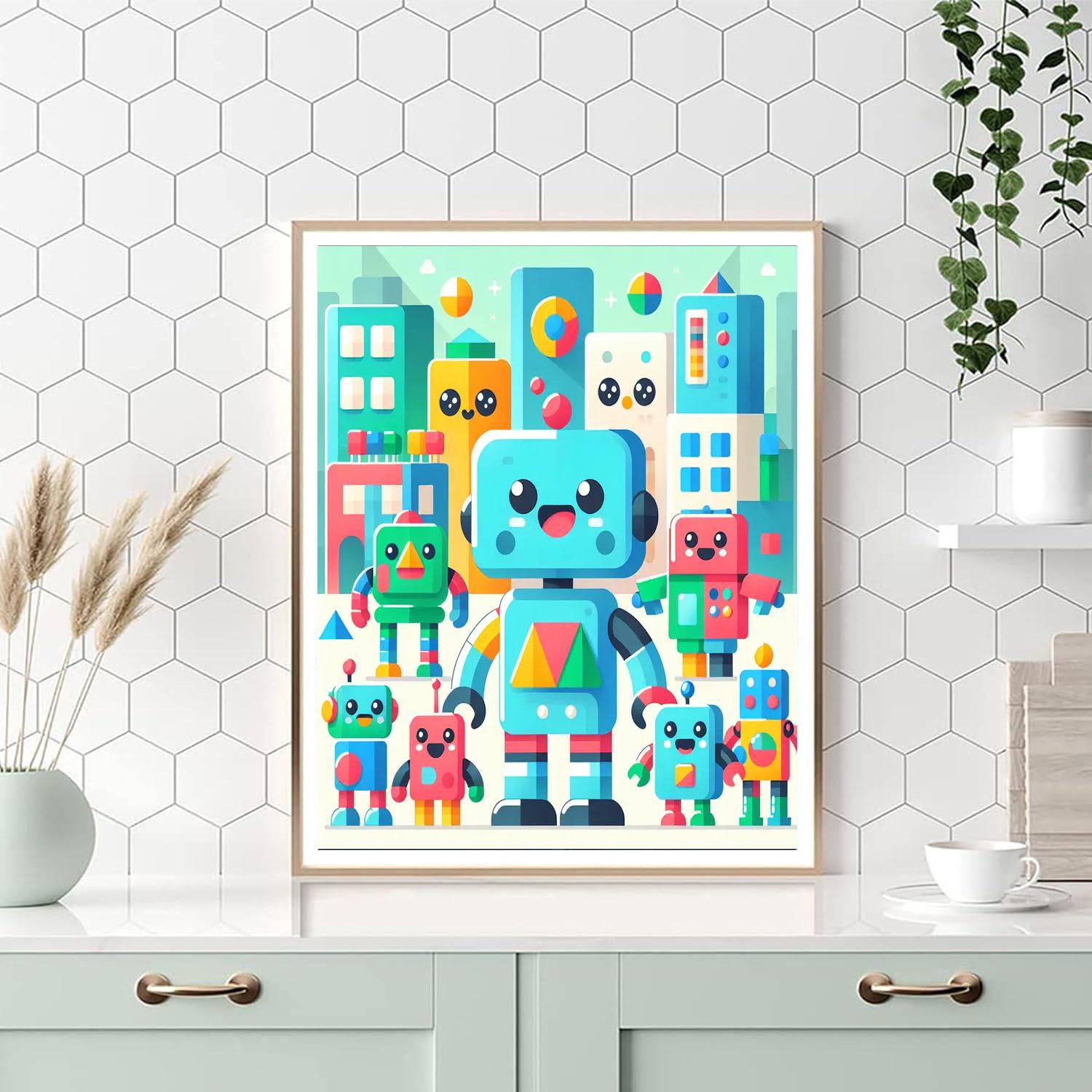 Robot Helpers Paint By Numbers Art