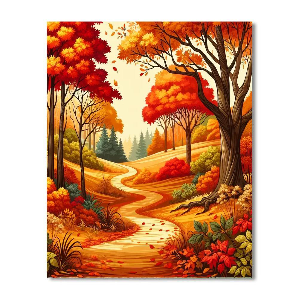 Sunlit Autumn Trails Paint By Number