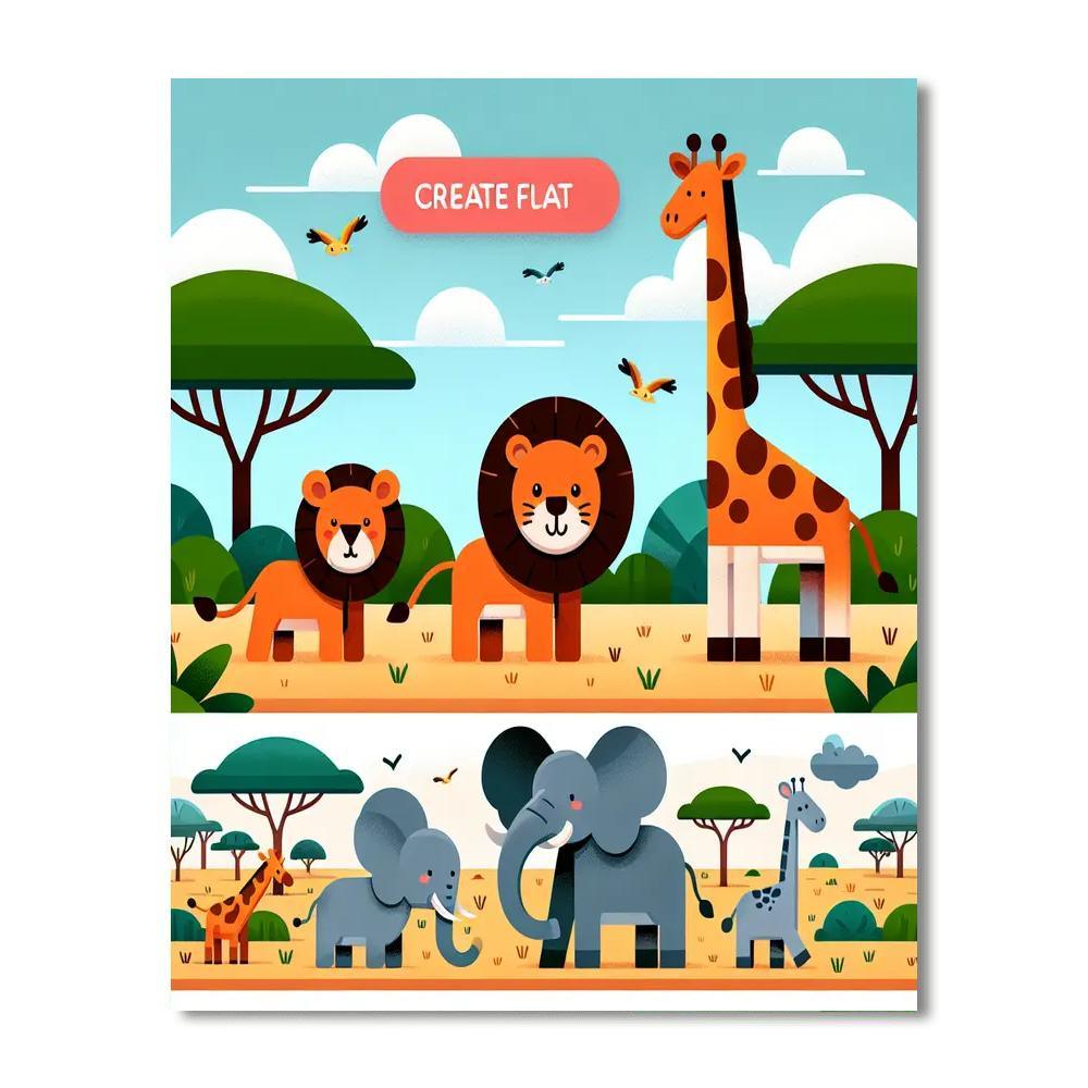 Safari Fun With Animal Friends Paint By Numbers Art