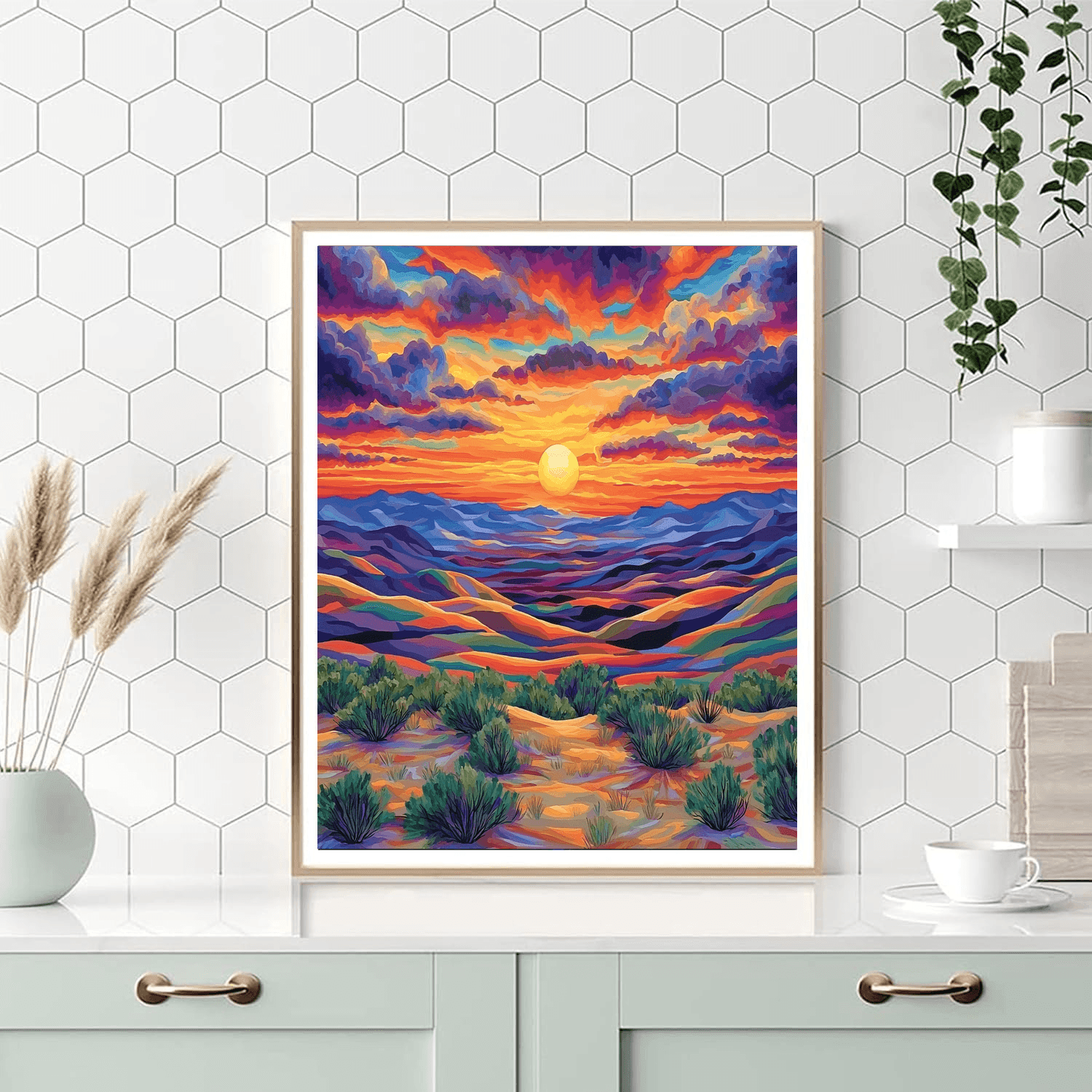 Georgia O'Keeffe Inspired Vibrant Desert Sunset  Paint By Numbers