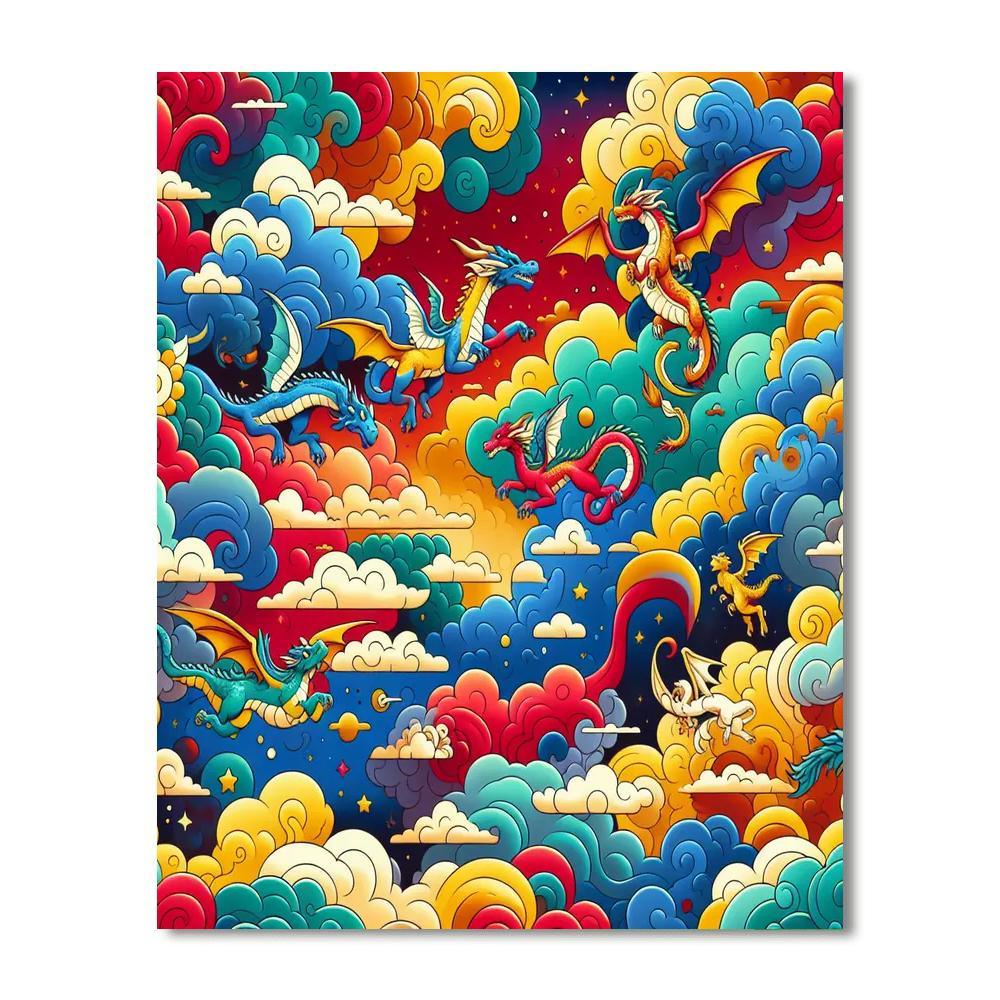 Mystical Dragon Dance DIY Paint By Numbers