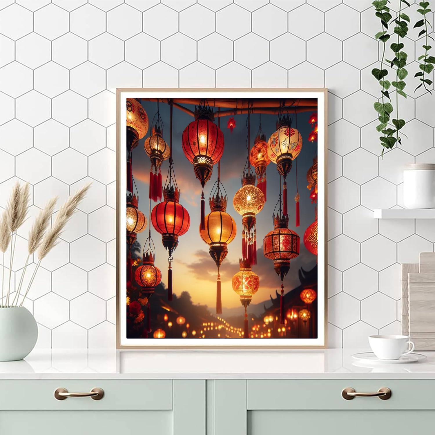 Enlightening Eastern Lanterns Number Painting