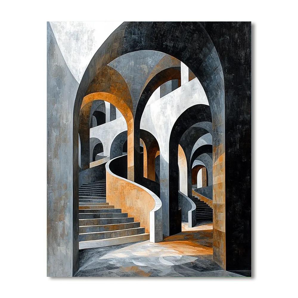 M.C. Escher Inspired Architectural Illusions  Paint By Numbers