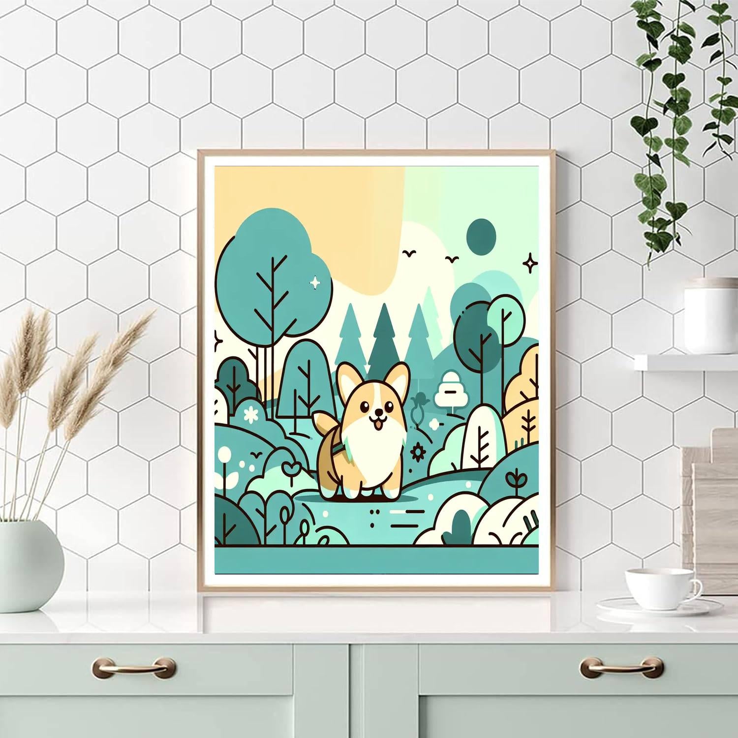 Clever Corgi Adventure Paint By Numbers Art