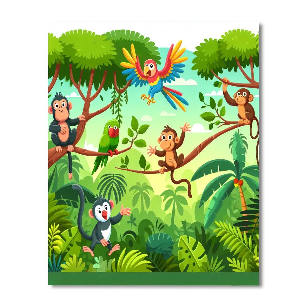 Jungle Acrobatics Fiesta Paint By Numbers Art