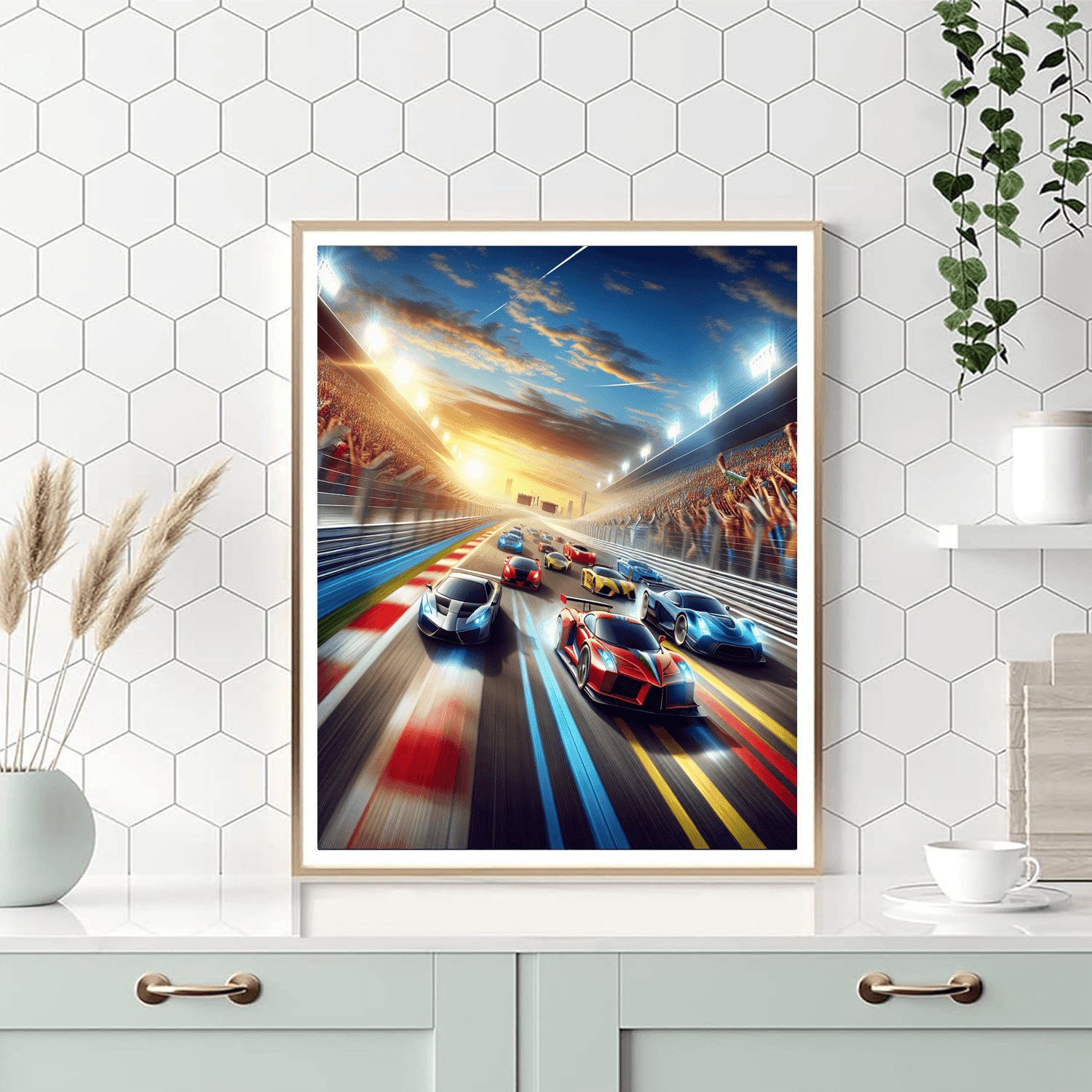 Sports Car Racing Action Paint By Numbers Art