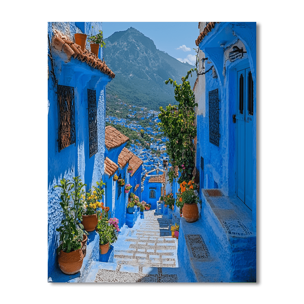 Blue City Of Chefchaouen Paint By Numbers Art