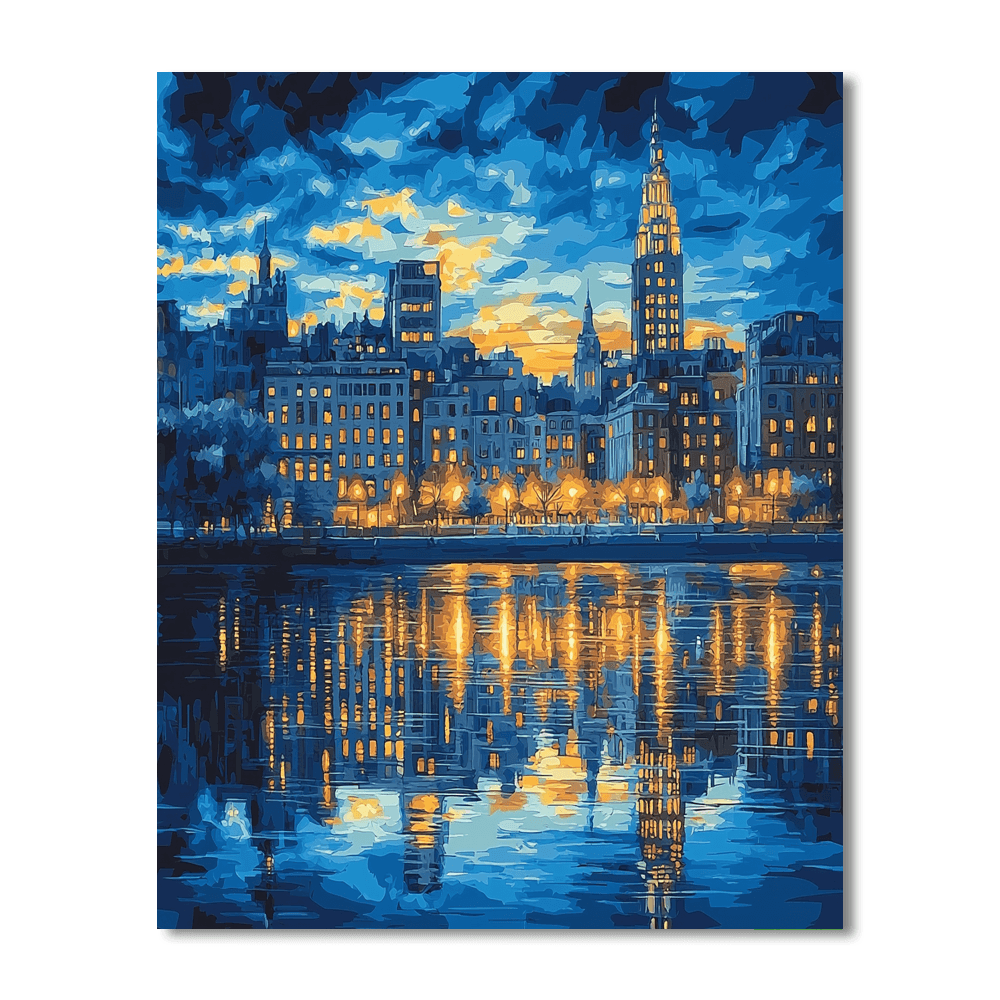 Edward Hopper Inspired Urban Symphony At Dusk  Paint By Numbers