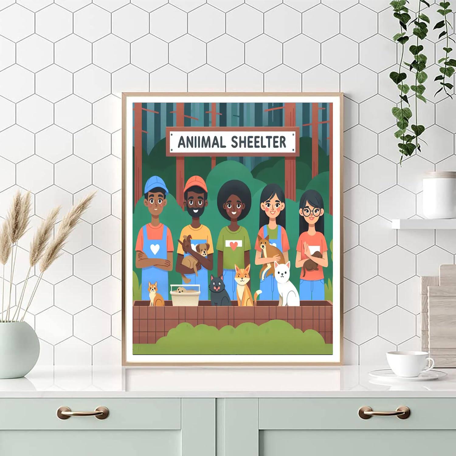 Caring Forest Animal Shelter Painting Number Kit