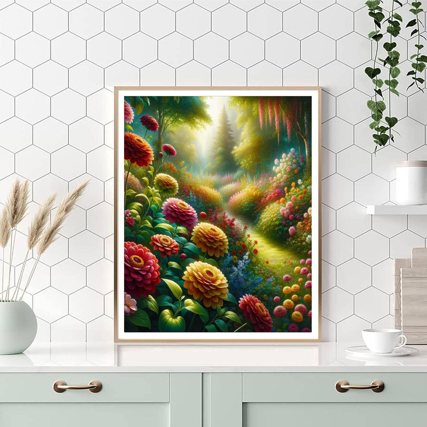 Garden Tranquility Scene Paint By Numbers Art