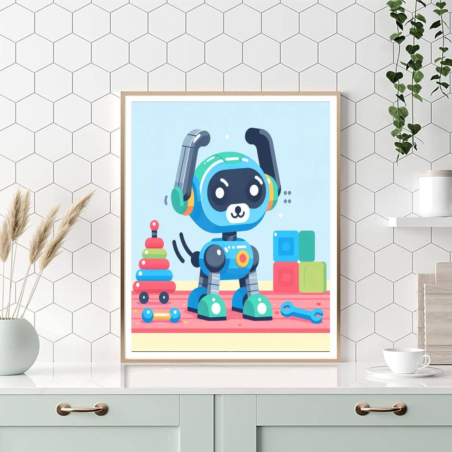 Cheerful Robot Pet Painting By Numbers Kit