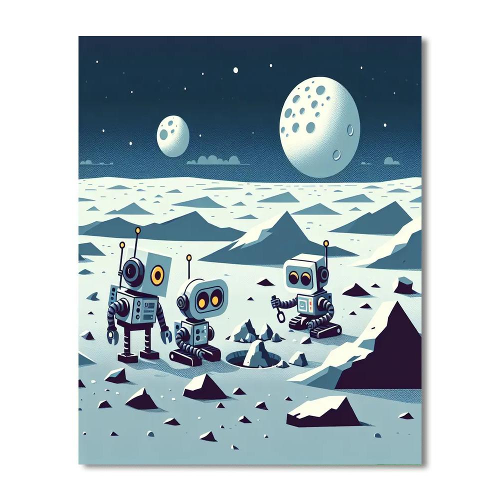 Lunar Robot Explorers Number Painting
