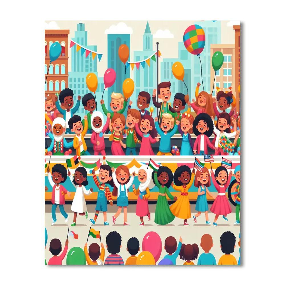Lively City Parade Painting By Numbers Kit