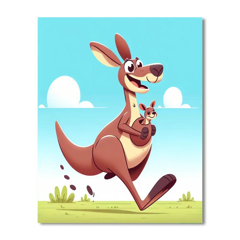 Caring Kangaroo Hopping Paint By Number