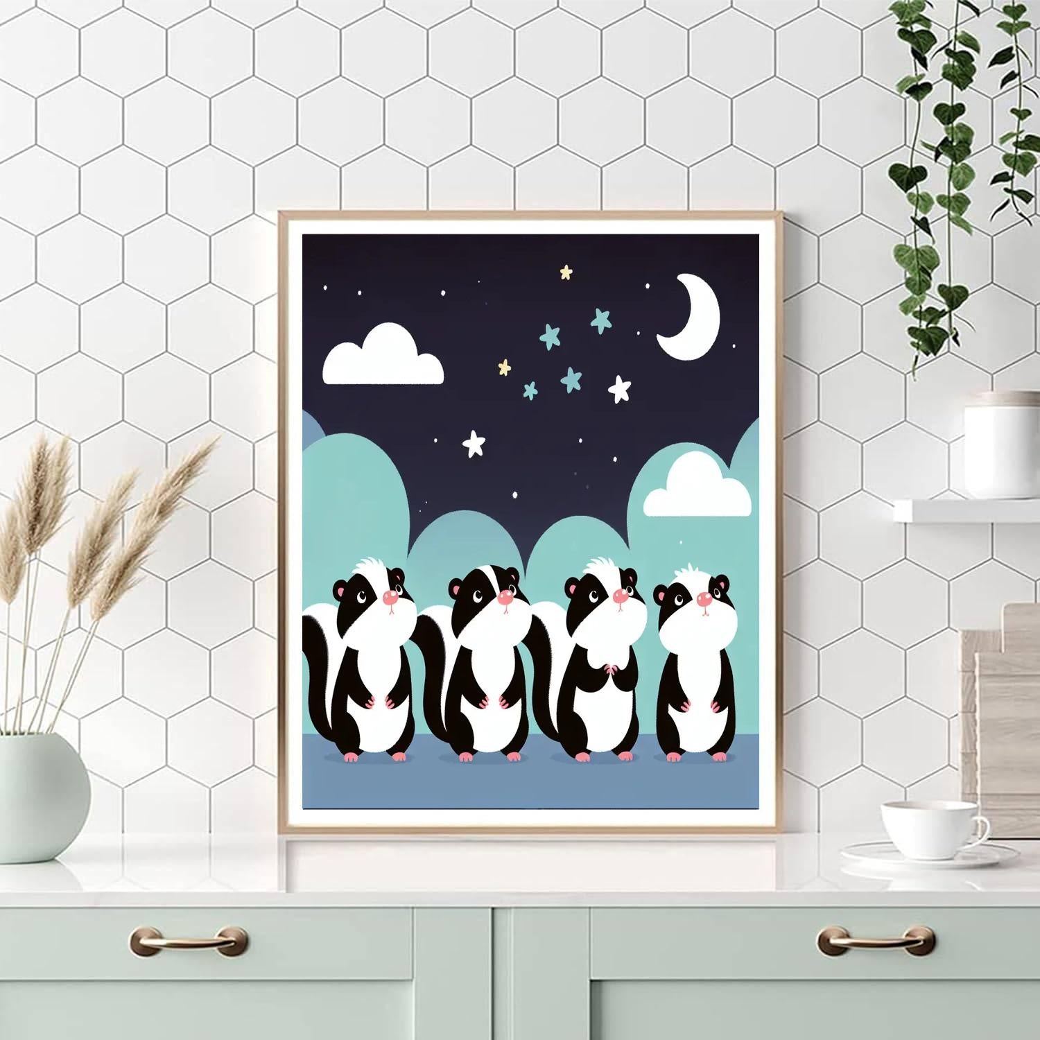 Star Gazing Skunks Paint By Numbers