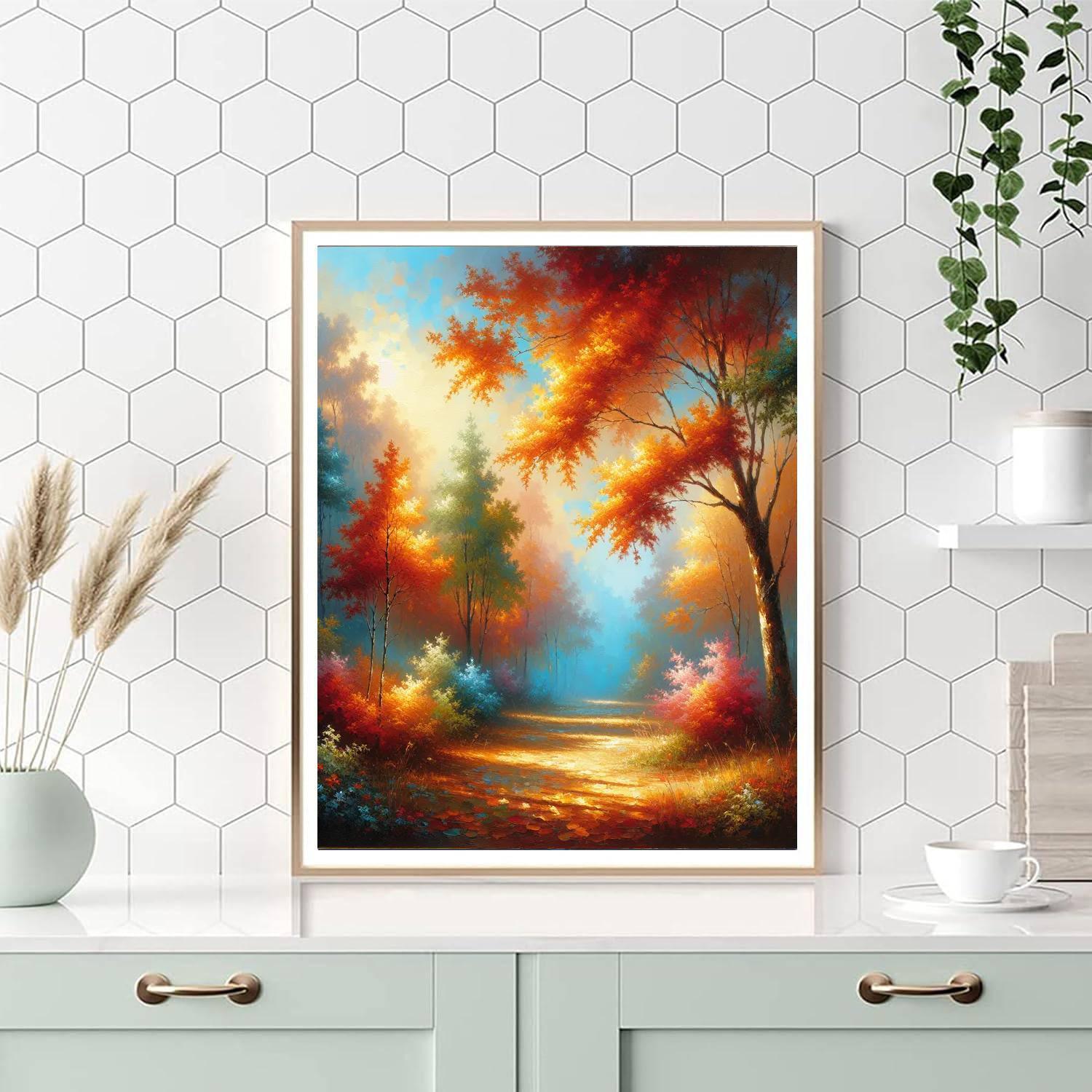 Serene Autumn Woods Painting By Numbers Kit