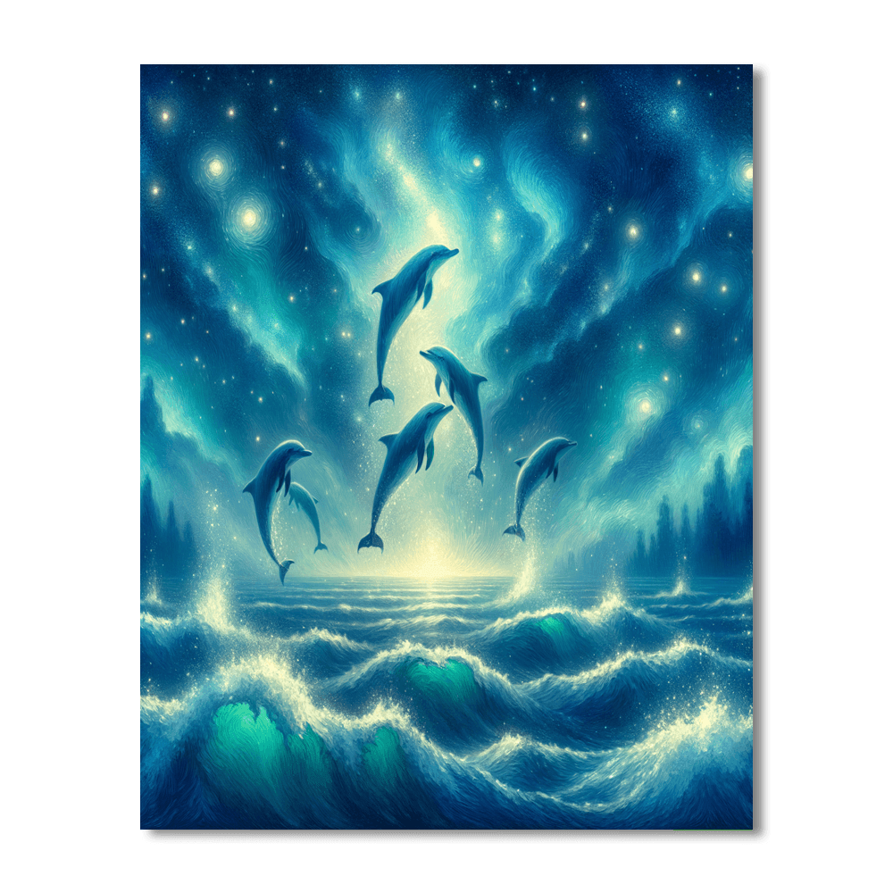 Cosmic Dolphin Symphony Paint By Numbers Art
