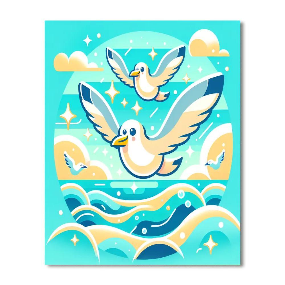 Soaring Seagull Adventure Paint By Numbers Art
