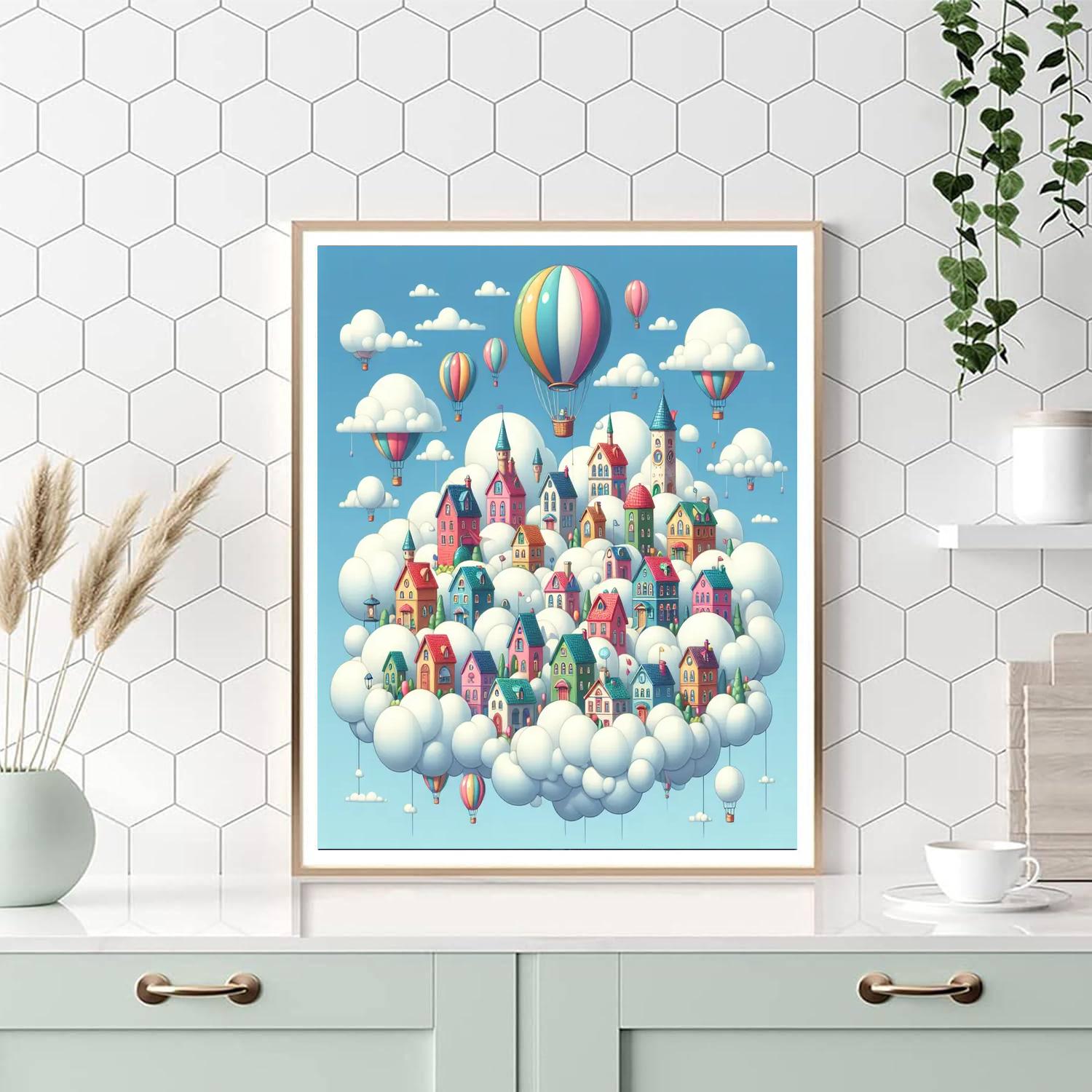 Floating Fairy Tale Village Painting By Numbers Kit