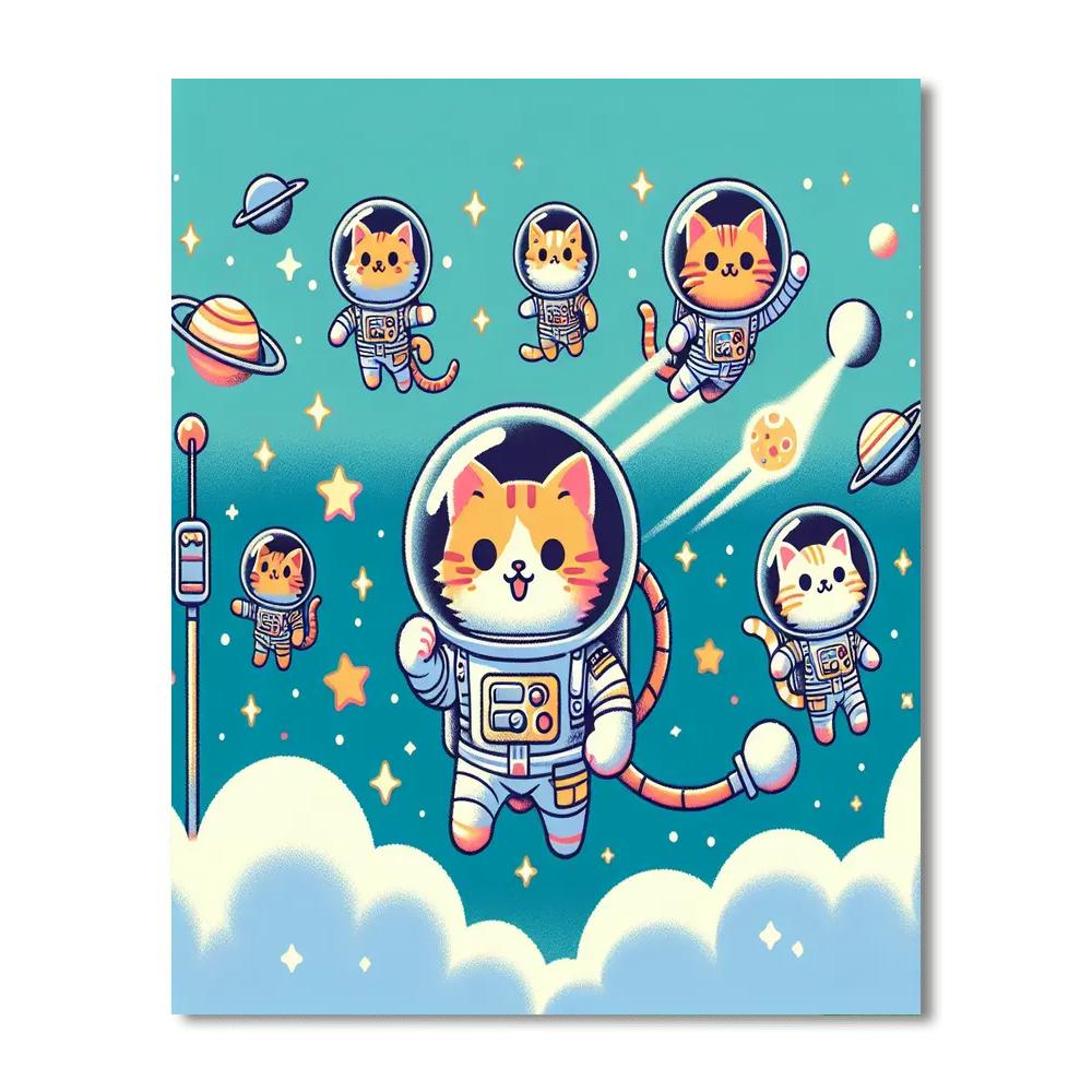 Cosmic Kitten Explorers Number Painting