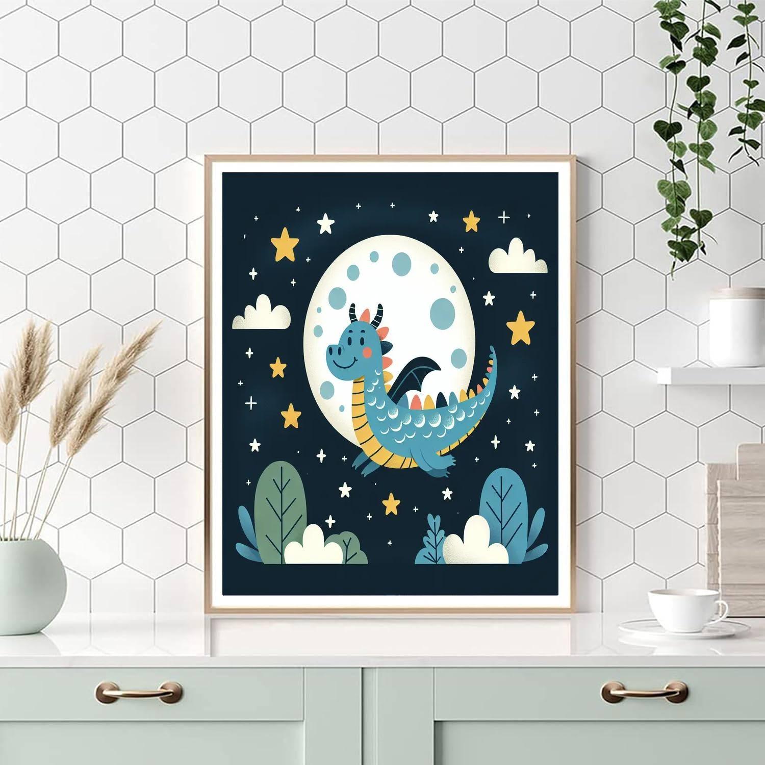 Mystical Moonlit Dragon Numbered Painting Kits