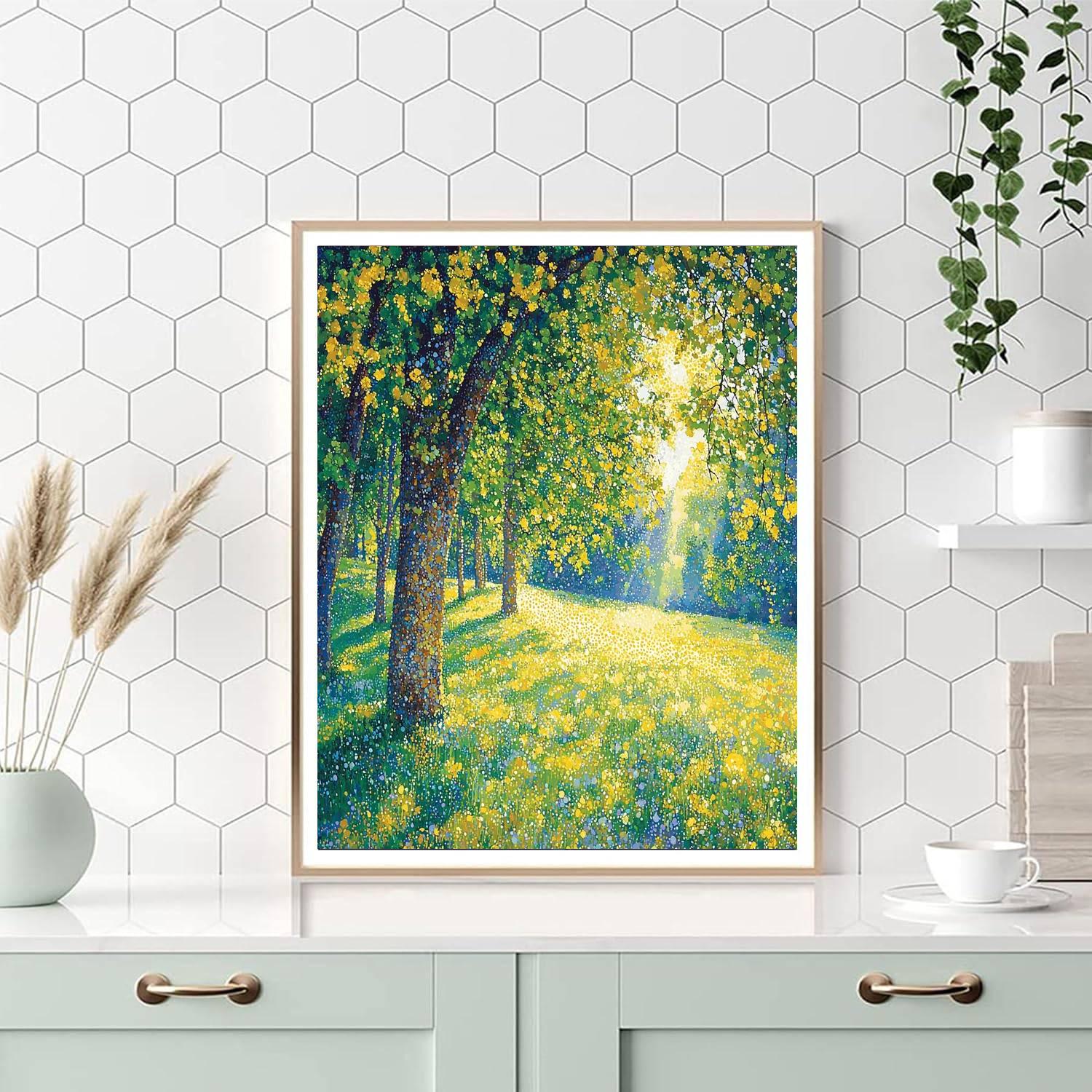 Georges Seurat Inspired Golden Meadows  Number Painting