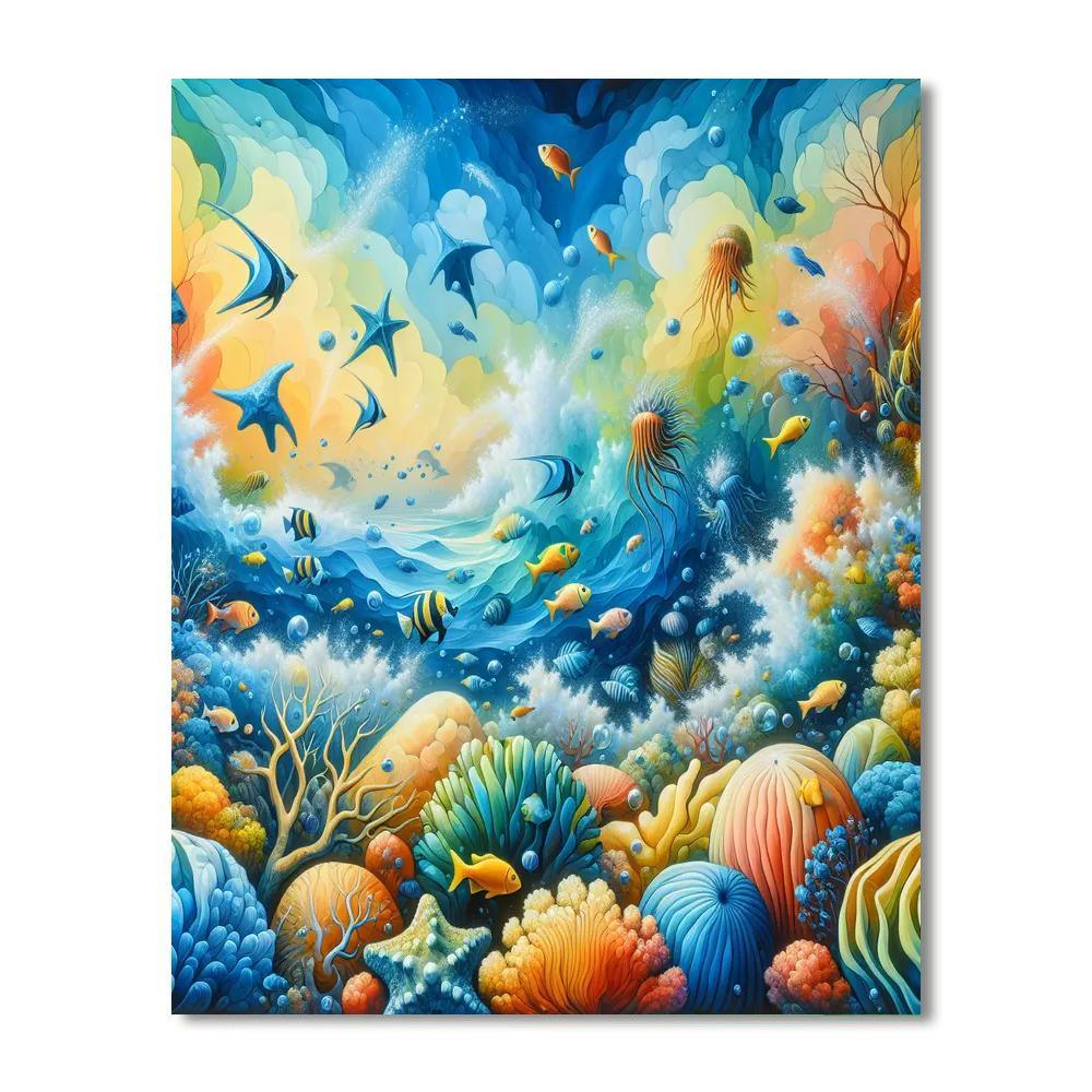 Radiant Coral Reef Exploration Painting Number Kit