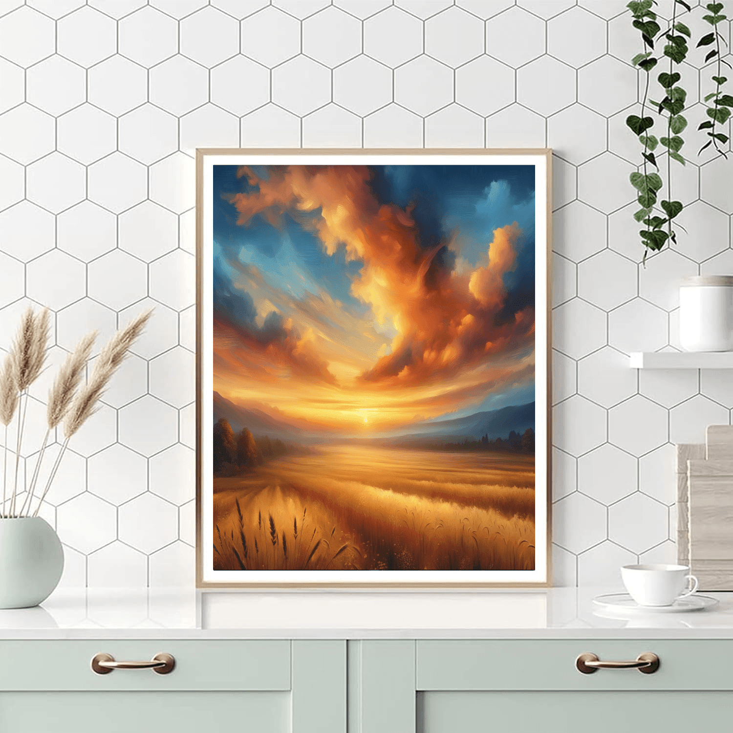 Golden Fields At Dusk Number Painting