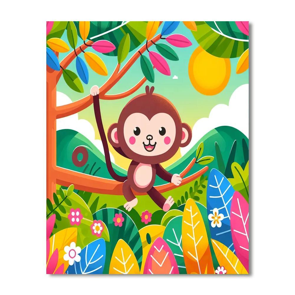 Playful Monkey In Paradise Painting By Numbers Kit