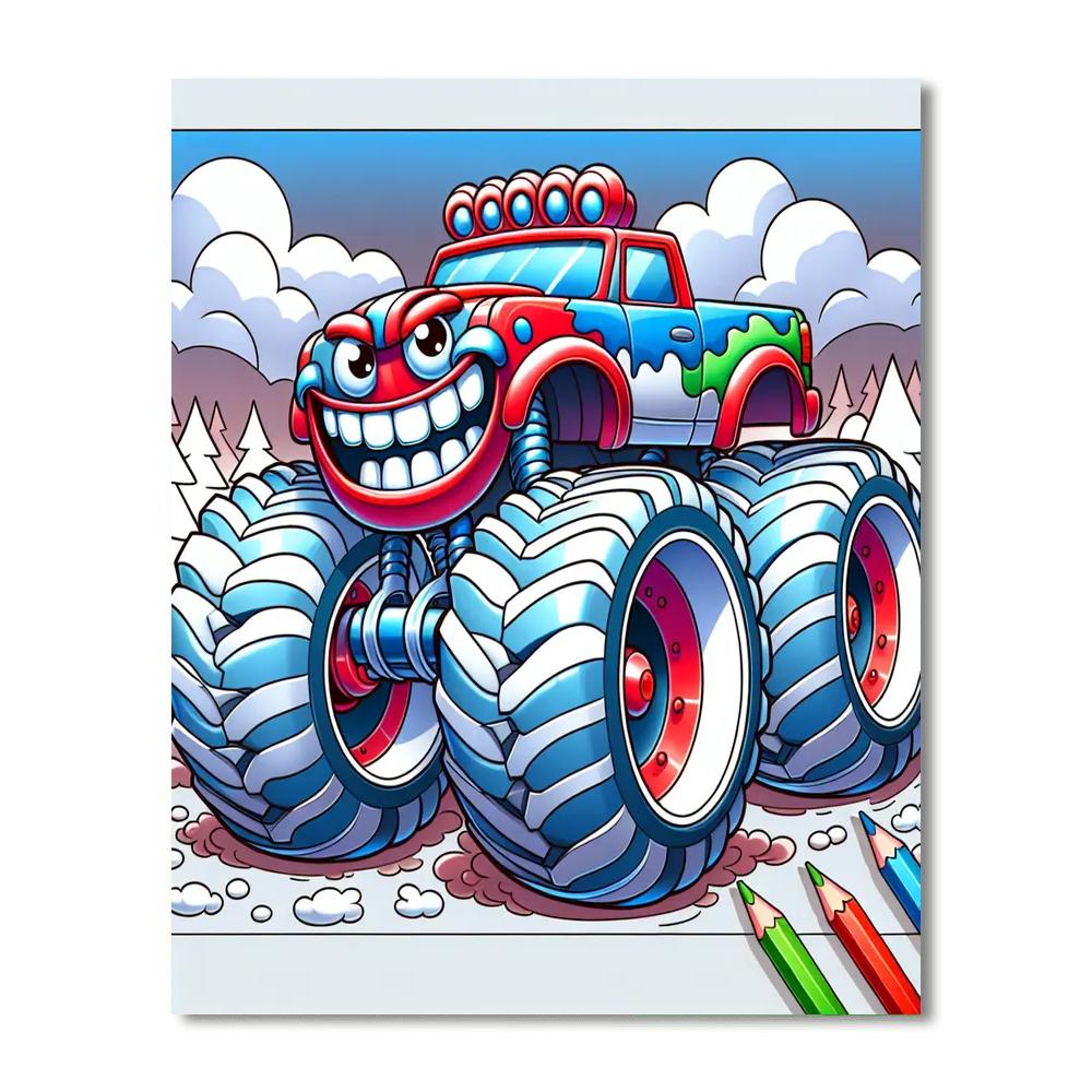 Silly Monster Truck Number Painting