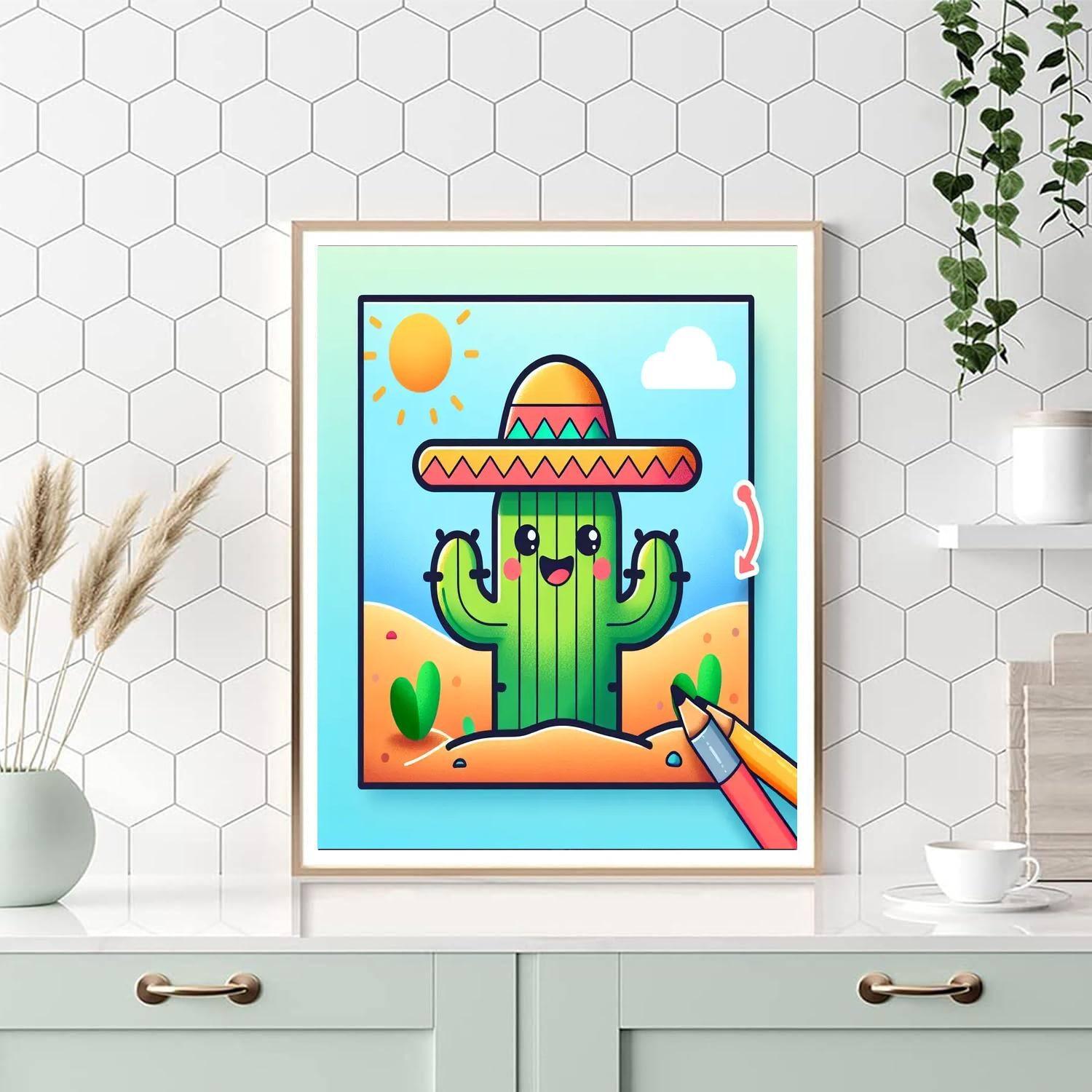 Colorful Cactus Paint By Numbers Art