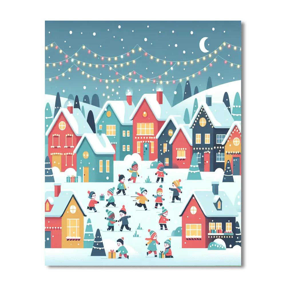 Winter Village Celebration Paint By Numbers Art
