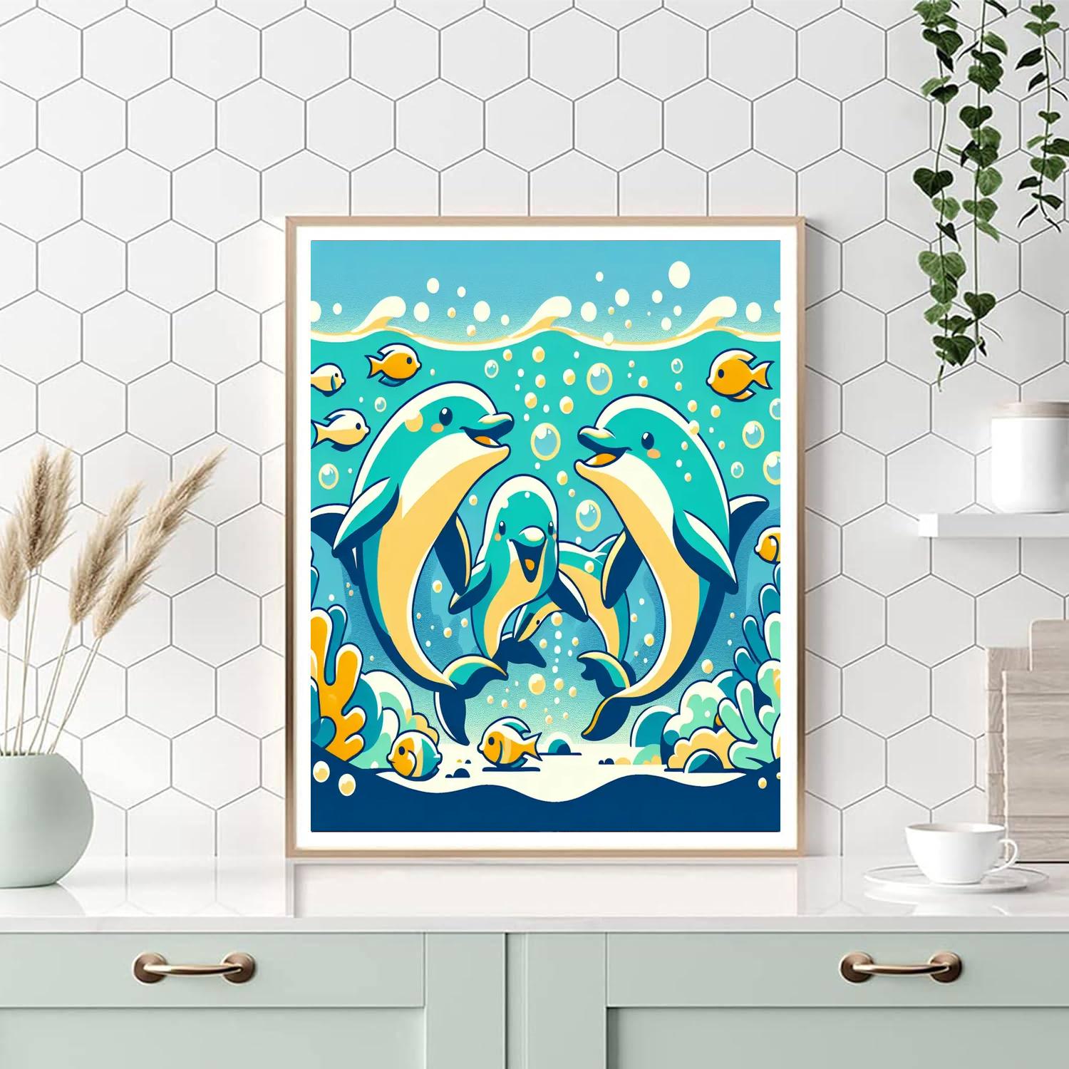 Delightful Dolphin Dive Numbered Painting Kits