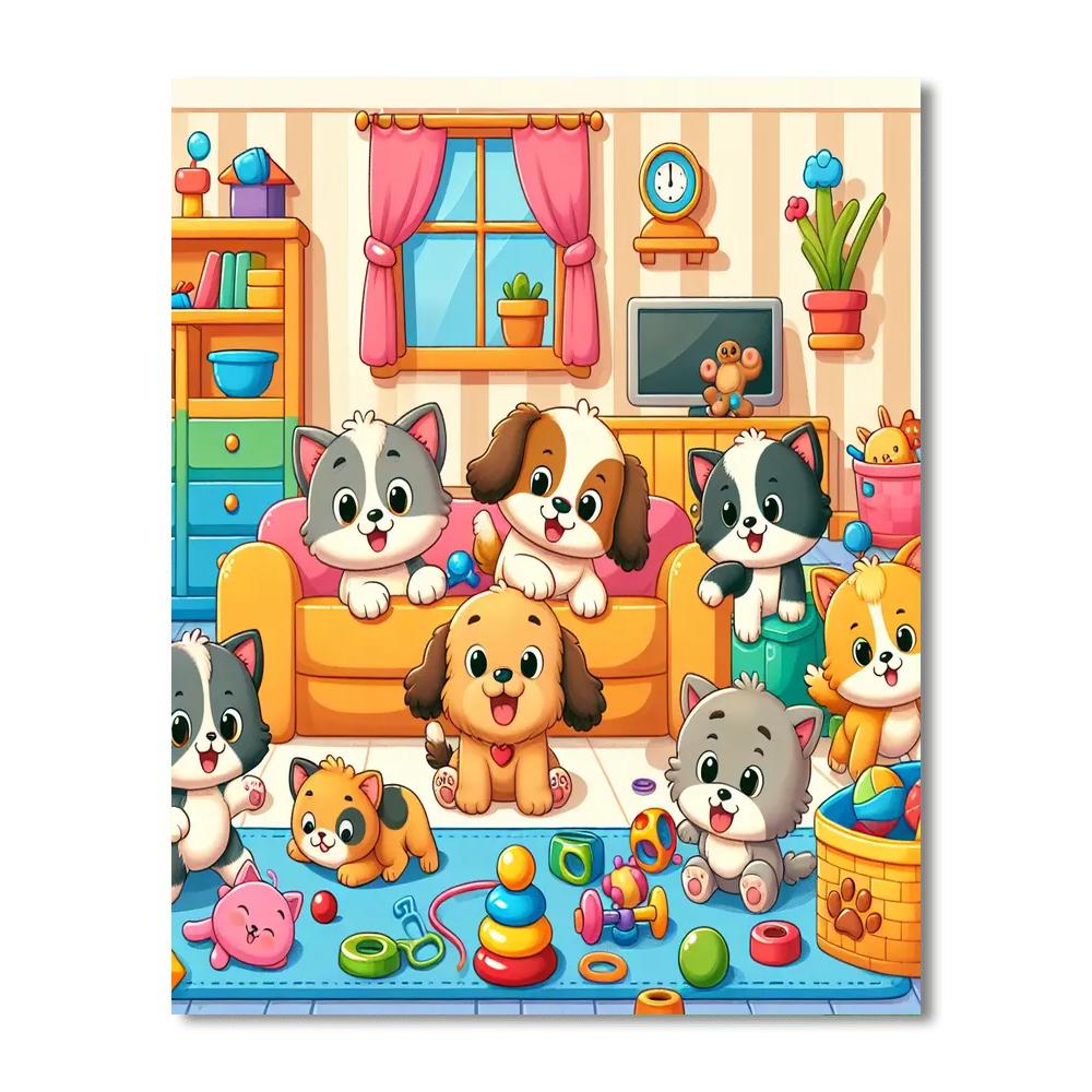Colorful World Of Pets Number Painting